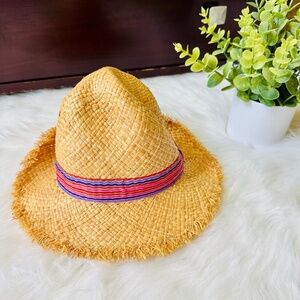 EPK Kids Straw Hat Fringe Brim with Colorful Band Size S
